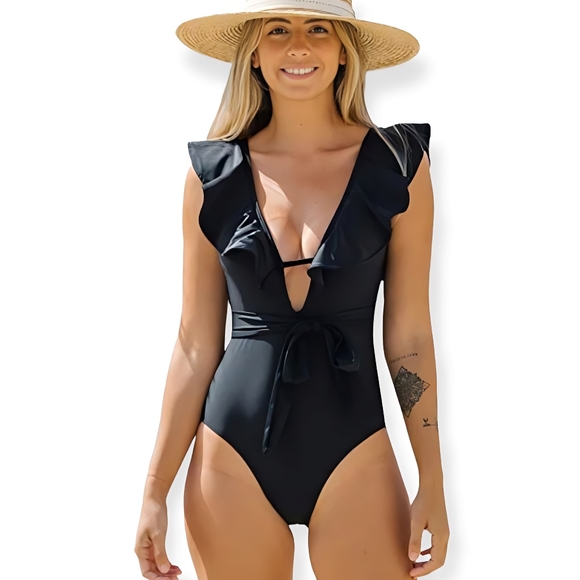 Sporlike Other - V-Neck Ruffle Bathing Suit